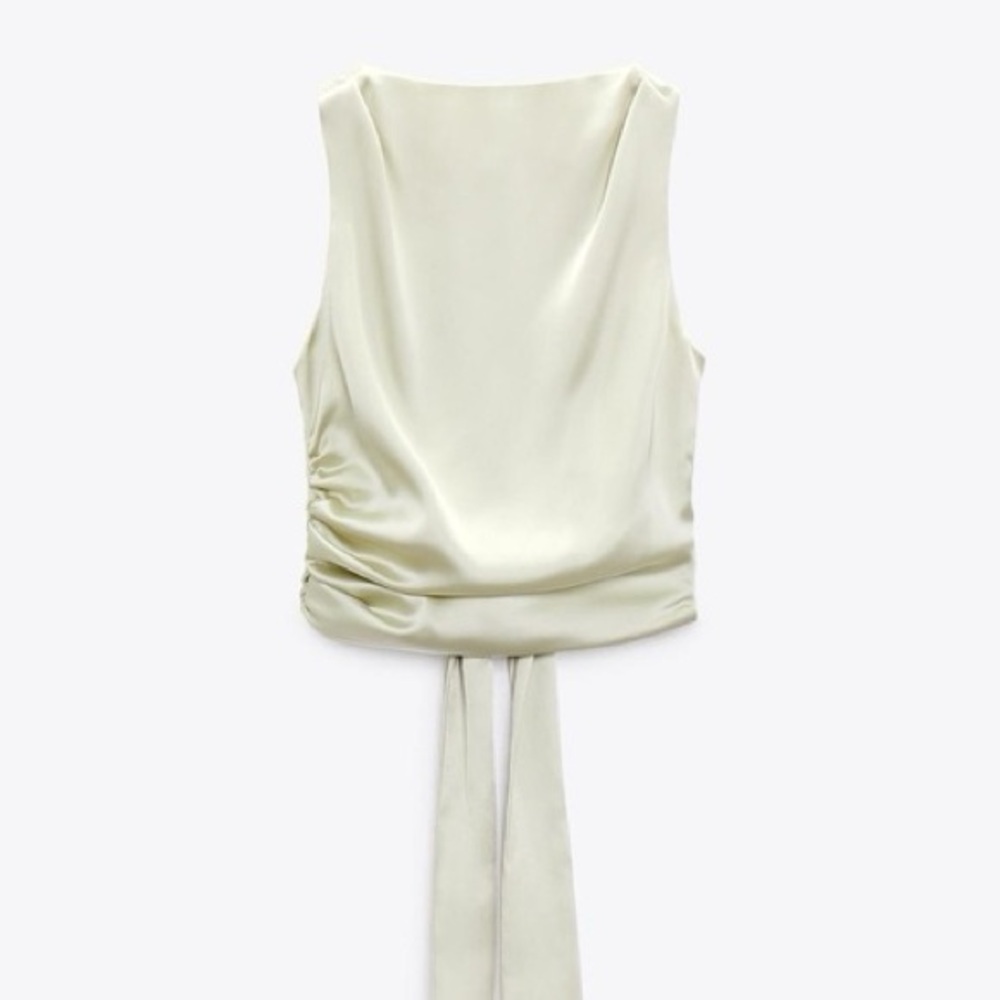 NWT Zara Open Back Satin Effect Top Size Small